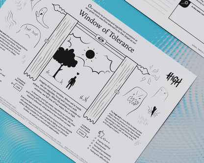 Printed worksheet therapy psychology aide illustrated infographic on a surface, PDF for download 